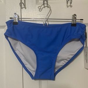 Calvin Klein Swim Bottom Blue with Side Ruching Size Medium